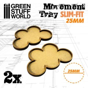 Green Stuff World    MDF Movement Trays 25mm x 5 - SLIM-FIT - 8435646504308ES - 8435646504308