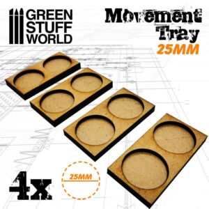 Green Stuff World    MDF Movement Trays 25mm 2x1 - Skirmish Lines - 8436574502848ES - 8436574502848