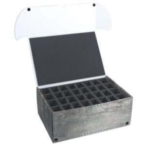 Safe and Sound    Combi BOX with 100mm deep raster foam tray and foam tray for 32 miniatures on 40mm bases - SAFE-C-R10032M - 5907222526866