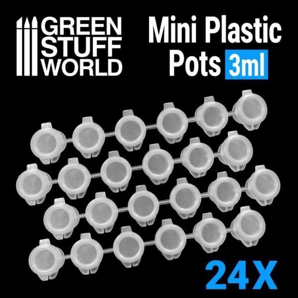 Green Stuff World    24x Mini Plastic Pots 3ml - 8436574508222ES - 8436574508222