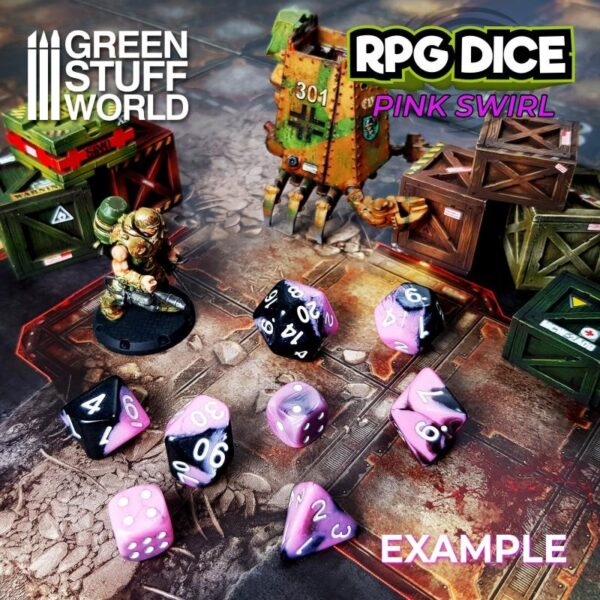 Green Stuff World    12x D6 16mm Dice - Pink Swirl - 8435646500331ES - 8435646500331