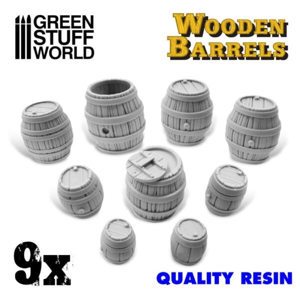 Green Stuff World    9x Resin Wooden Barrels - 8436574508932ES - 8436574508932