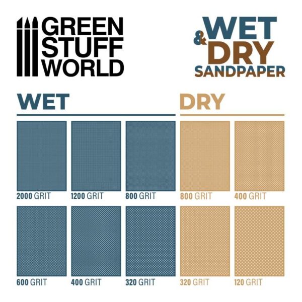 Green Stuff World    Dry Sandpaper - 180x90mm -  320 grit - 8435646501963ES - 8435646501963