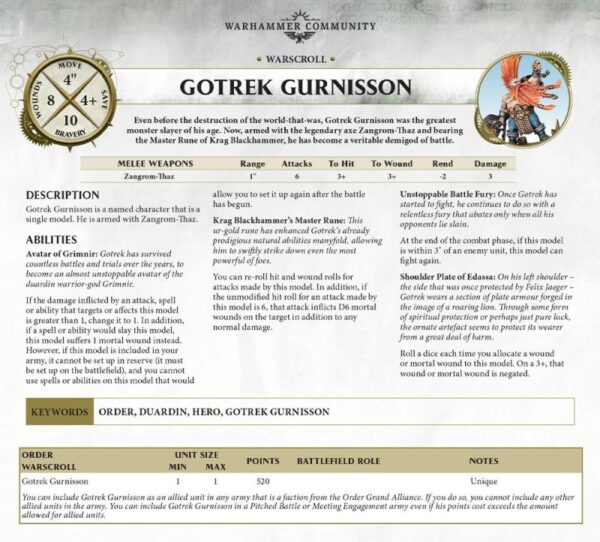 Games Workshop (Direct) Age of Sigmar   Gotrek Gurnisson - 99120205036 - 5011921125760