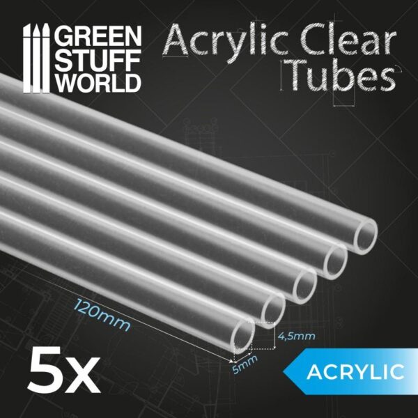 Green Stuff World    Acrylic Clear Tubes 5mm - 8435646504643ES - 8435646504643