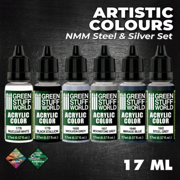 Green Stuff World    Paint Set - NMM Steel and Silver - 8436574506129ES - 8436574506129