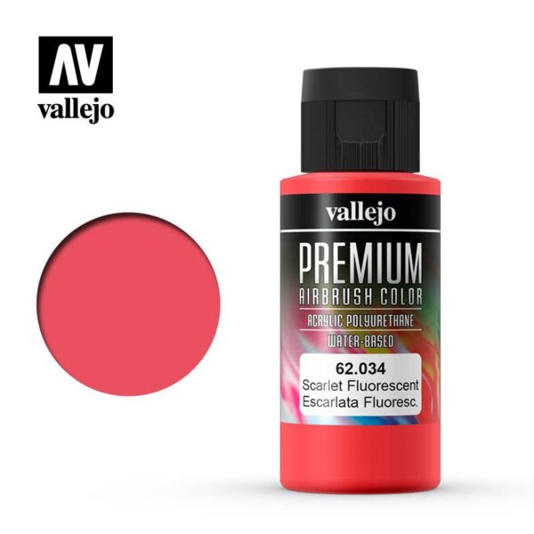 Vallejo    Premium Color 60ml: Scarlet Fluorescent - VAL62034 - 8429551620345