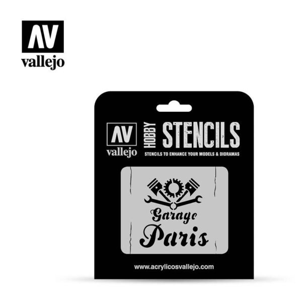 Vallejo    AV Vallejo Stencils - 1:35 Vintage Garage Sign - VALST-LET001 - 8429551986557