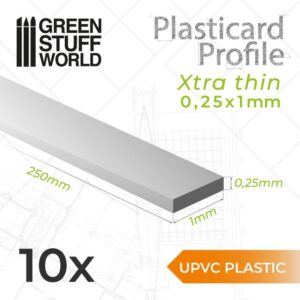 Green Stuff World    uPVC Plasticard - Profile Xtra-thin 0.25x1 mm - 8435646503233ES - 8435646503233