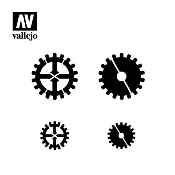 Vallejo    AV Vallejo Stencils - Gear Marks - VALST-SF001 - 8429551986564