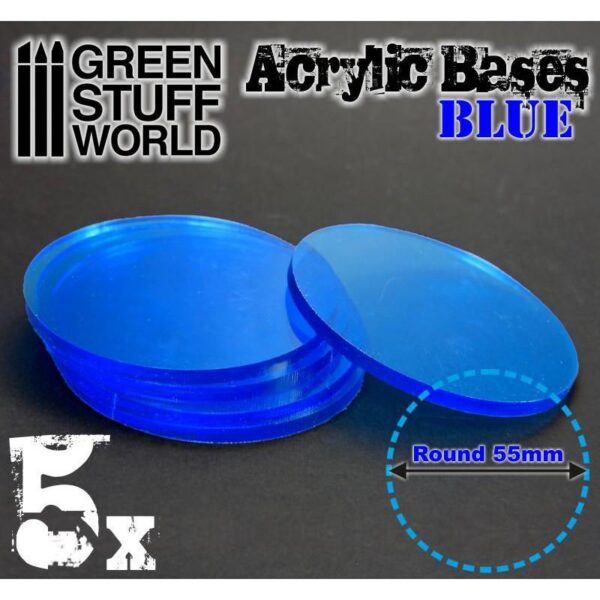 Green Stuff World    Acrylic Bases - Round 55 mm CLEAR BLUE - 8436554367993ES - 8436554367993