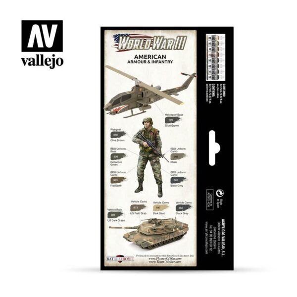 Vallejo    AV Vallejo Model Color Set - WWIII American Armour&Infantry - VAL70220 - 8429551702201