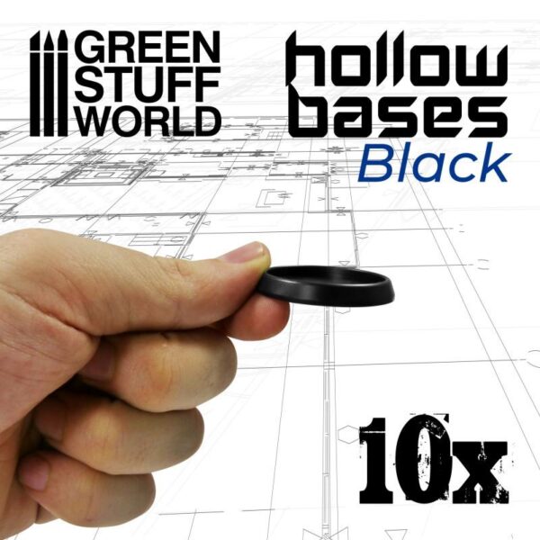 Green Stuff World    Hollow Plastic Bases - BLACK 40mm - 8435646508269ES - 8435646508269