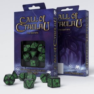 Q-Workshop    Call of Cthulhu 7th Edition Black & green Dice Set (7) - SCTR21 - 5907699492817