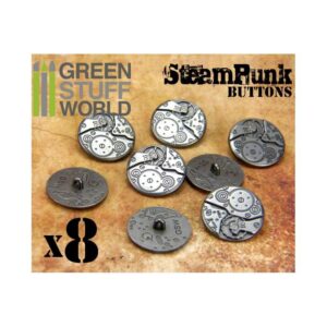 Green Stuff World    8x Steampunk Buttons WATCH MOVEMENTS - Silver - 8436554367399ES - 8436554367399