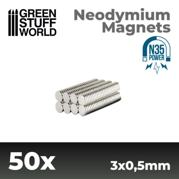 Green Stuff World    Neodymium Magnets 3x0.5mm - 50 units (N35) - 8436554365500ES - 8436554365500