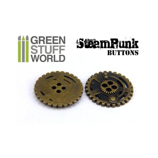 Green Stuff World    8x Steampunk Buttons SPROCKET GEARS - Bronze - 8436554366668ES - 8436554366668