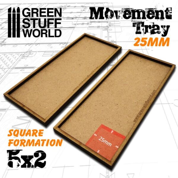 Green Stuff World    MDF Movement Trays 25mm 5x2 - 8436574502923ES - 8436574502923