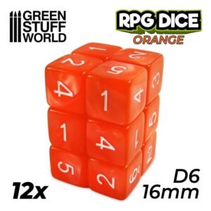 Green Stuff World    12x D6 16mm Dice - Orange - 8435646500300ES - 8435646500300