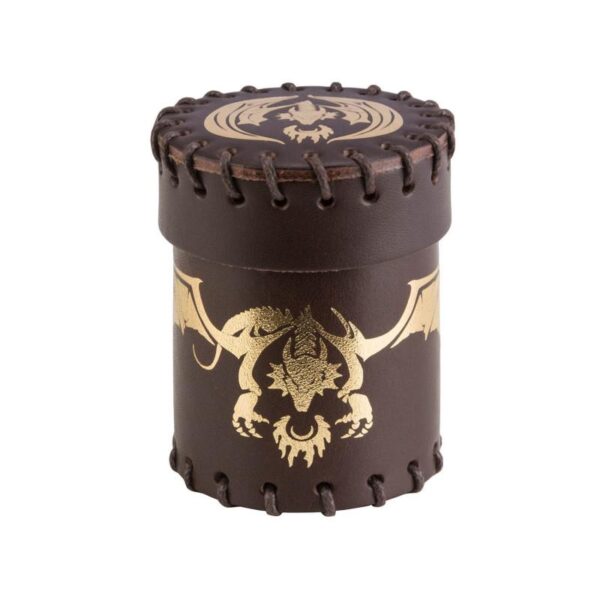 Q-Workshop    Flying Dragon Brown & golden Leather Dice Cup - CFDR102 - 5907699493340
