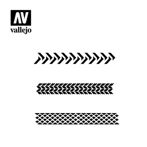 Vallejo    AV Vallejo Stencils - 1:35 Tyre Marks - VALST-TX002 - 8429551986632