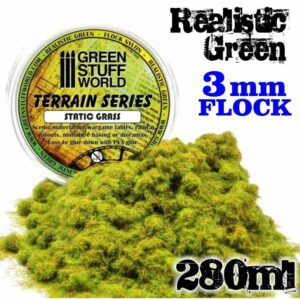Green Stuff World    Static Grass Flock - Realistic Green 3 mm - 280 ml - 8436554365685ES - 8436554365685