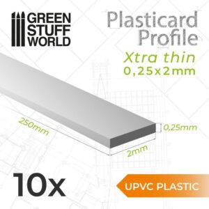 Green Stuff World    uPVC Plasticard - Profile Xtra-thin 0.25mm x 2mm - 8435646503240ES - 8435646503240