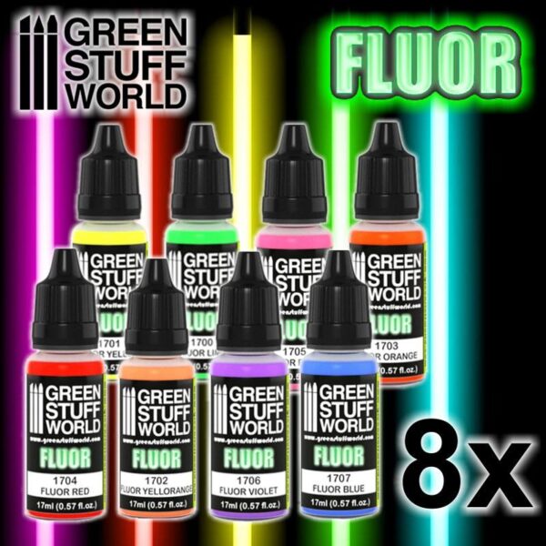 Green Stuff World    Set x8 Fluor Paints - 8436554368525ES - 8436554368525