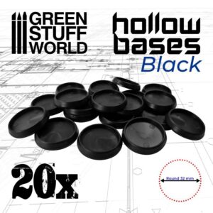 Green Stuff World    Hollow Plastic Bases - BLACK 32MM - 8435646504018ES - 8435646504018