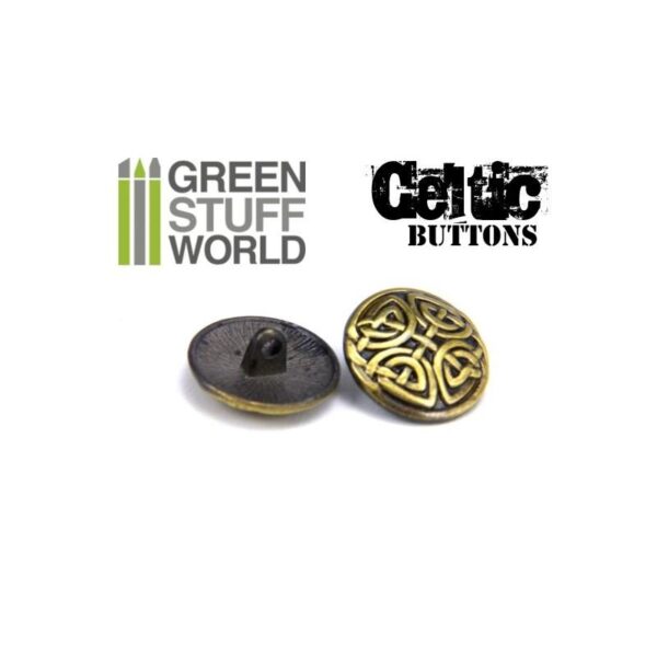 Green Stuff World    8x CELTIC eternal Knuds Buttons - Antique Gold – 5/8 inches - 17mm - 8436554366453ES - 8436554366453
