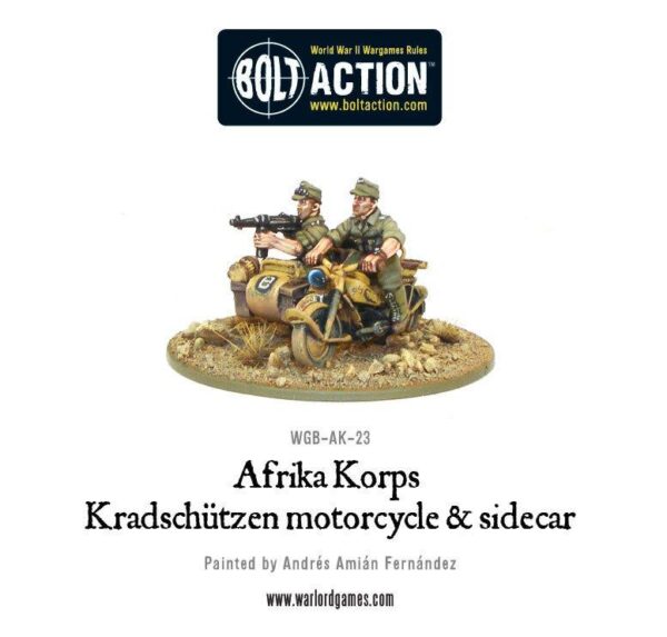 Warlord Games Bolt Action   Afrika Korps Kradschutzen Motorcycle & sidecar - WGB-AK-23 - 5060200848753