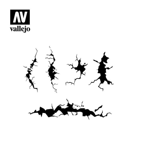 Vallejo    AV Vallejo Stencils - 1:35 Cracked Wall - VALST-TX001 - 8429551986625