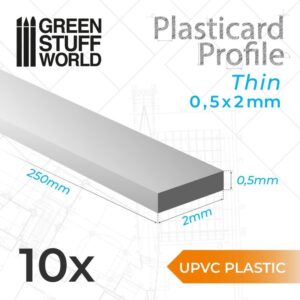 Green Stuff World    uPVC Plasticard - Thin 0.50mm x 2mm - 8435646503349ES - 8435646503349