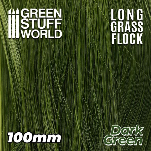 Green Stuff World    Long Grass Flock 100mm - Dark Green - 8435646507071ES - 8435646507071