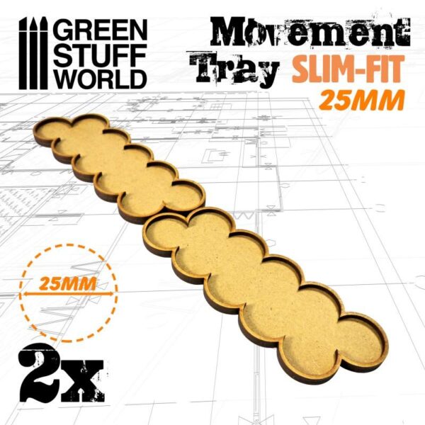 Green Stuff World    MDF Movement Trays 25mm x 10 - SLIM-FIT - 8435646504292ES - 8435646504292