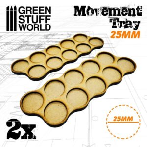 Green Stuff World    MDF Movement Trays 25mm x10 - Skirmish - 8436574502824ES - 8436574502824