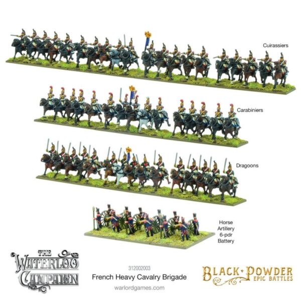 Warlord Games Black Powder Epic Battles   Black Powder Epic Battles: Waterloo - French Heavy Cavalry Brigade - 312002003 - 5060572509931
