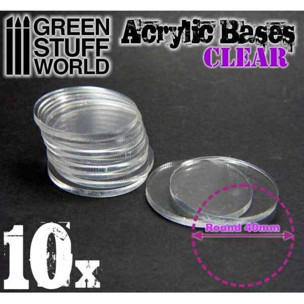 Green Stuff World    Acrylic Bases - Round 40 mm CLEAR - 8436554367931ES - 8436554367931