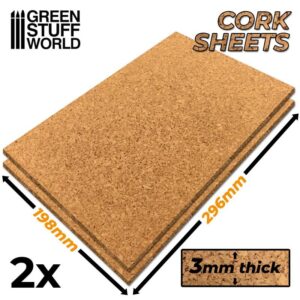 Green Stuff World    GSW Cork Sheet in 3mm x2 - 8436574509571ES - 8436574509571