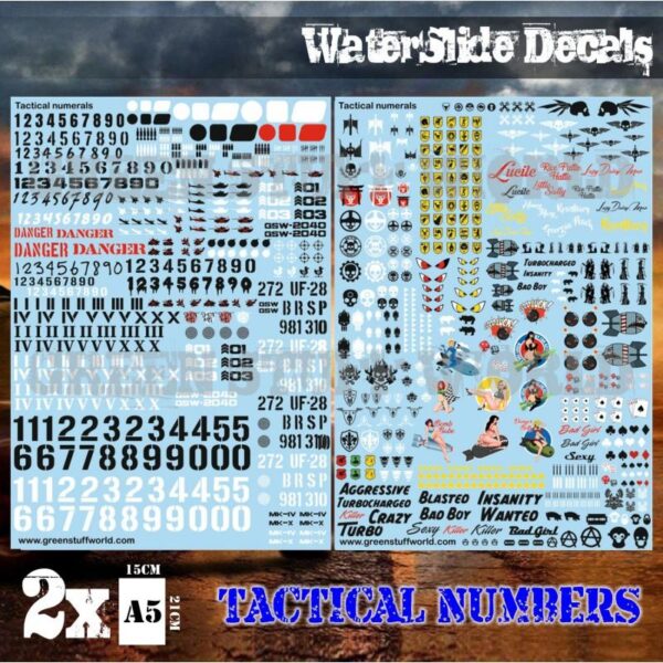 Green Stuff World    Waterslide Decals - Tactical Numerals and Pinups - 8436574503999ES - 8436574503999