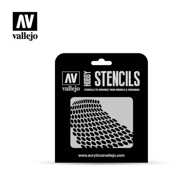 Vallejo    AV Vallejo Stencils - Distorted Honeycomb - VALST-SF003 - 8429551986588