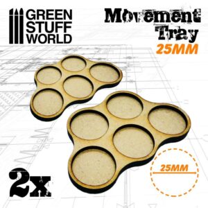 Green Stuff World    MDF Movement Trays 25mm x5 - Skirmish - 8436574502831ES - 8436574502831
