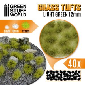Green Stuff World    Grass TUFTS - 12mm self-adhesive - LIGHT GREEN - 8435646501666ES - 8435646501666