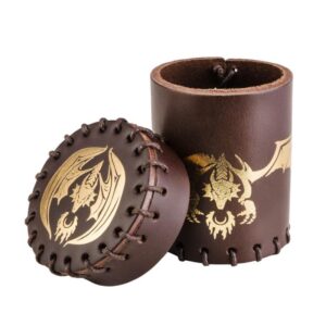 Q-Workshop    Flying Dragon Brown & golden Leather Dice Cup - CFDR102 - 5907699493340