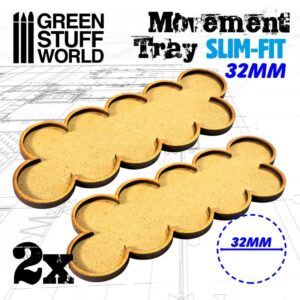 Green Stuff World    MDF Movement Trays 32mm x 10 - SLIM-FIT - 8435646504278ES - 8435646504278