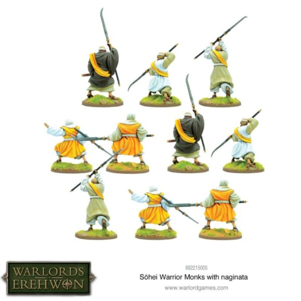 Warlord Games Warlords of Erehwon   Warlords of Erehwon: Sohei Warrior Monks with naginata - 692215005 - 5060572505698