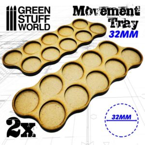 Green Stuff World    MDF Movement Trays 32mm x10 - Skirmish - 8436574502800ES - 8436574502800