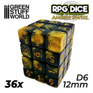 Green Stuff World    36x D6 12mm Dice - Amber Swirl - 8435646500201ES - 8435646500201