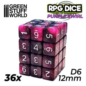 Green Stuff World    36x D6 12mm Dice - Purple Swirl - 8435646500171ES - 8435646500171