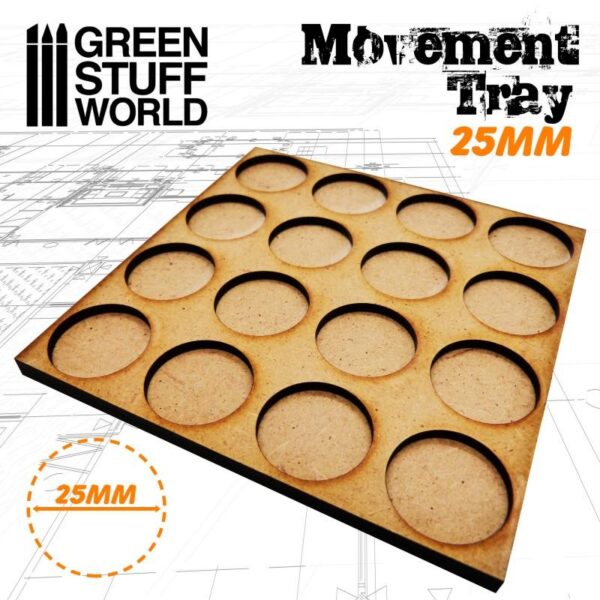 Green Stuff World    MDF Movement Trays 25mm 4x4 -  Skirmish Lines - 8436574502879ES - 8436574502879